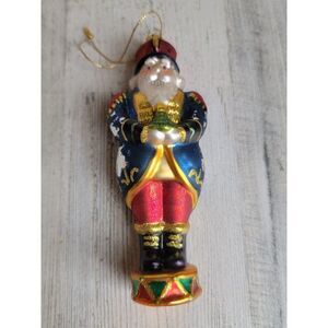 Blown glass AS IS Santa Claus Nutcracker tree glitter ornament Xmas